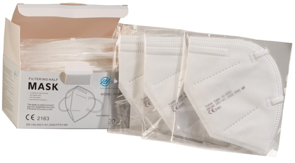 FFP2/KN95 szelep nélküli részecskeszűrő védőmaszk