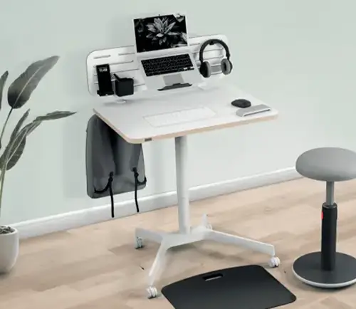 Ergo kis méretű pneumatikus ülő-álló asztal, fehér